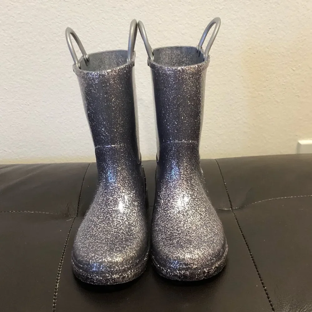 Silver glittered rain boots